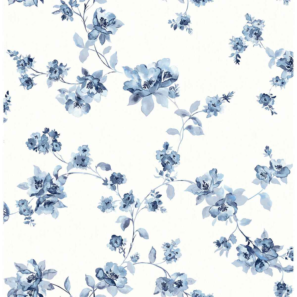 Cyrus Blueberry Festive Floral Wallpaper - York Wallcoverings - 3123-24481 - York Wallcoverings Wallpaper