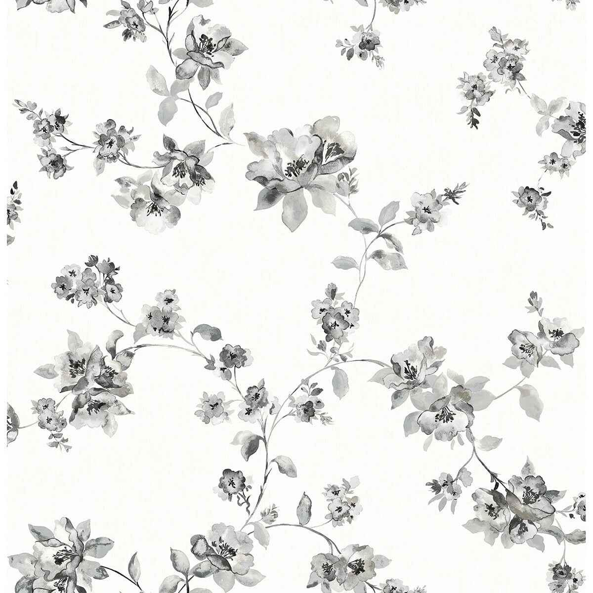 Cyrus Charcoal Festive Floral Wallpaper - York Wallcoverings - 3123-24482