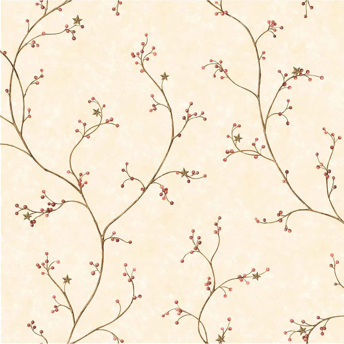 Justine Khaki Berry Trail Wallpaper - York Wallcoverings - 3123-44034