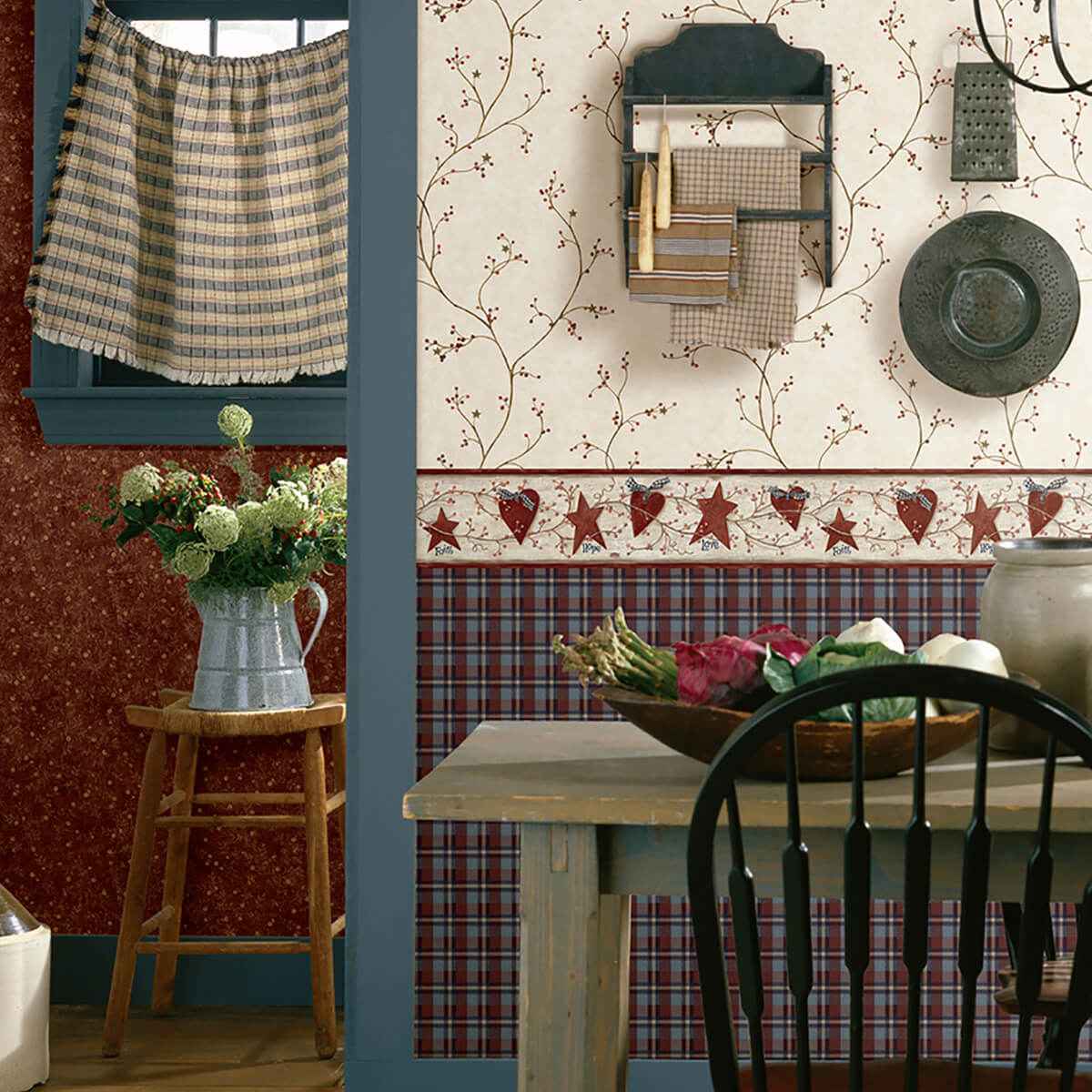 Justine Khaki Berry Trail Wallpaper - York Wallcoverings - 3123-44034 - York Wallcoverings Wallpaper