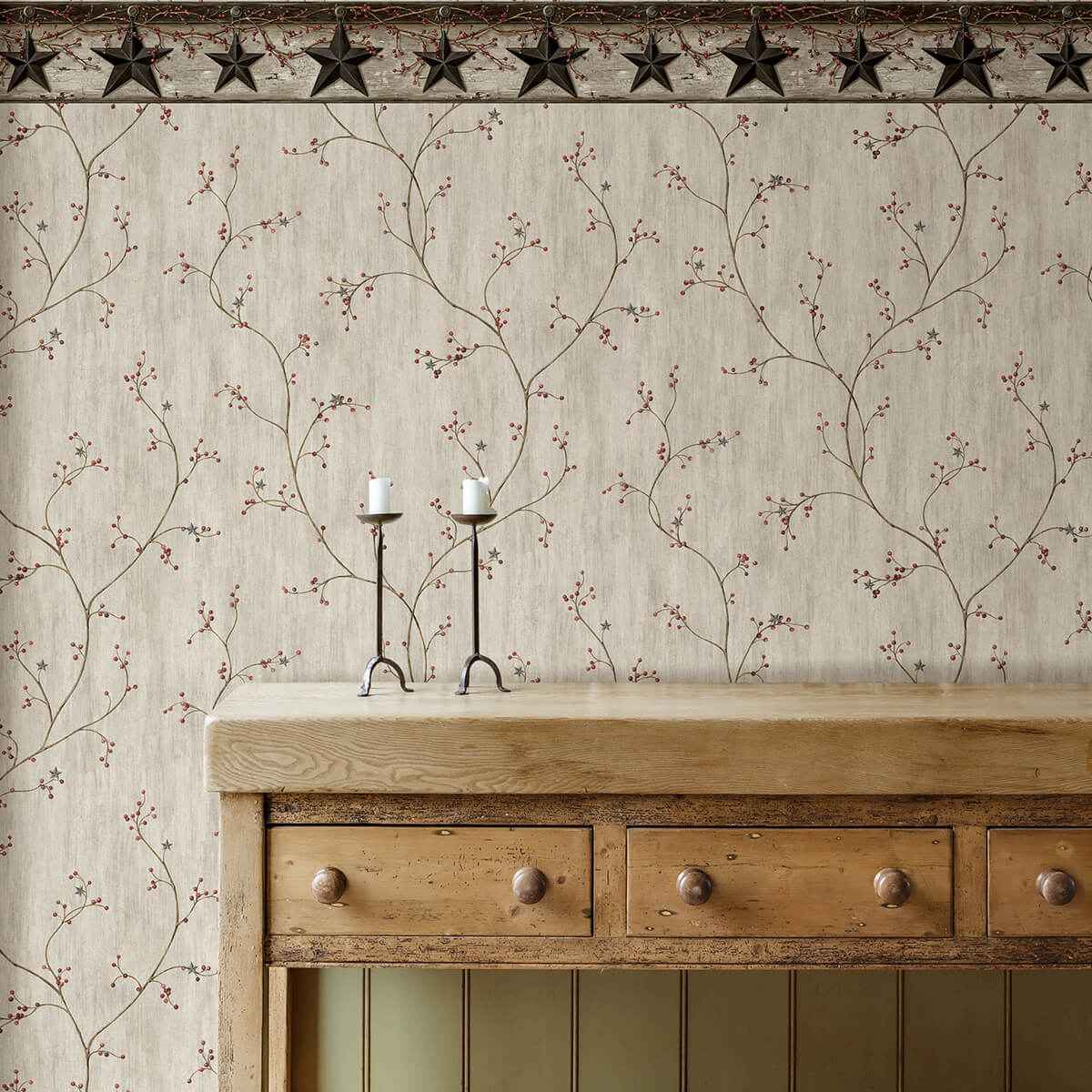 Ennis Black Rustic Barn Star Wallpaper - York Wallcoverings - 3123-44601 - York Wallcoverings Wallpaper