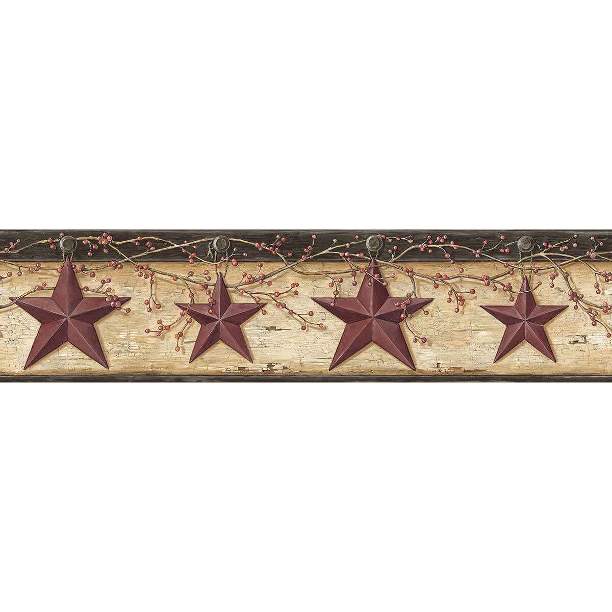 Ennis Maroon Rustic Barn Star Wallpaper - York Wallcoverings - 3123-44603 - York Wallcoverings Wallpaper