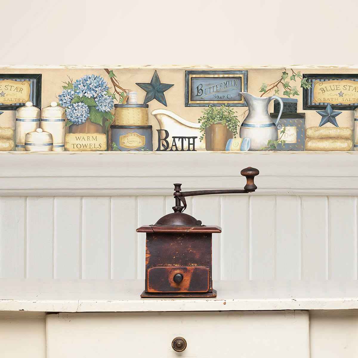 Martha Blue Country Bath Wallpaper - York Wallcoverings - 3123-63101 - York Wallcoverings Wallpaper