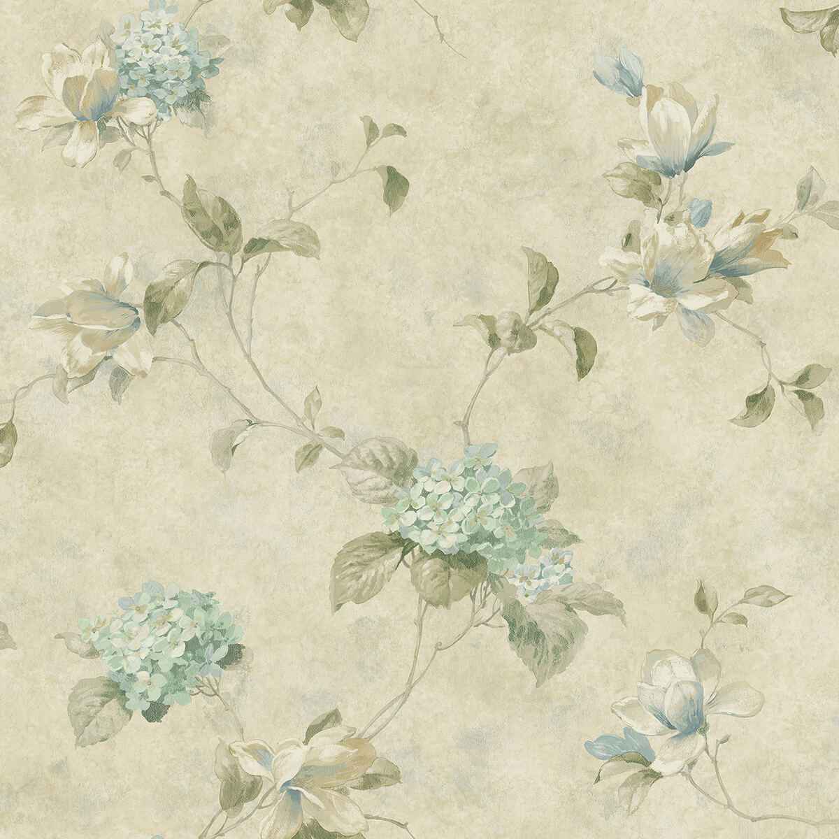 Magnolia Teal Hydrangea Trail Wallpaper - York Wallcoverings - 3123-76305