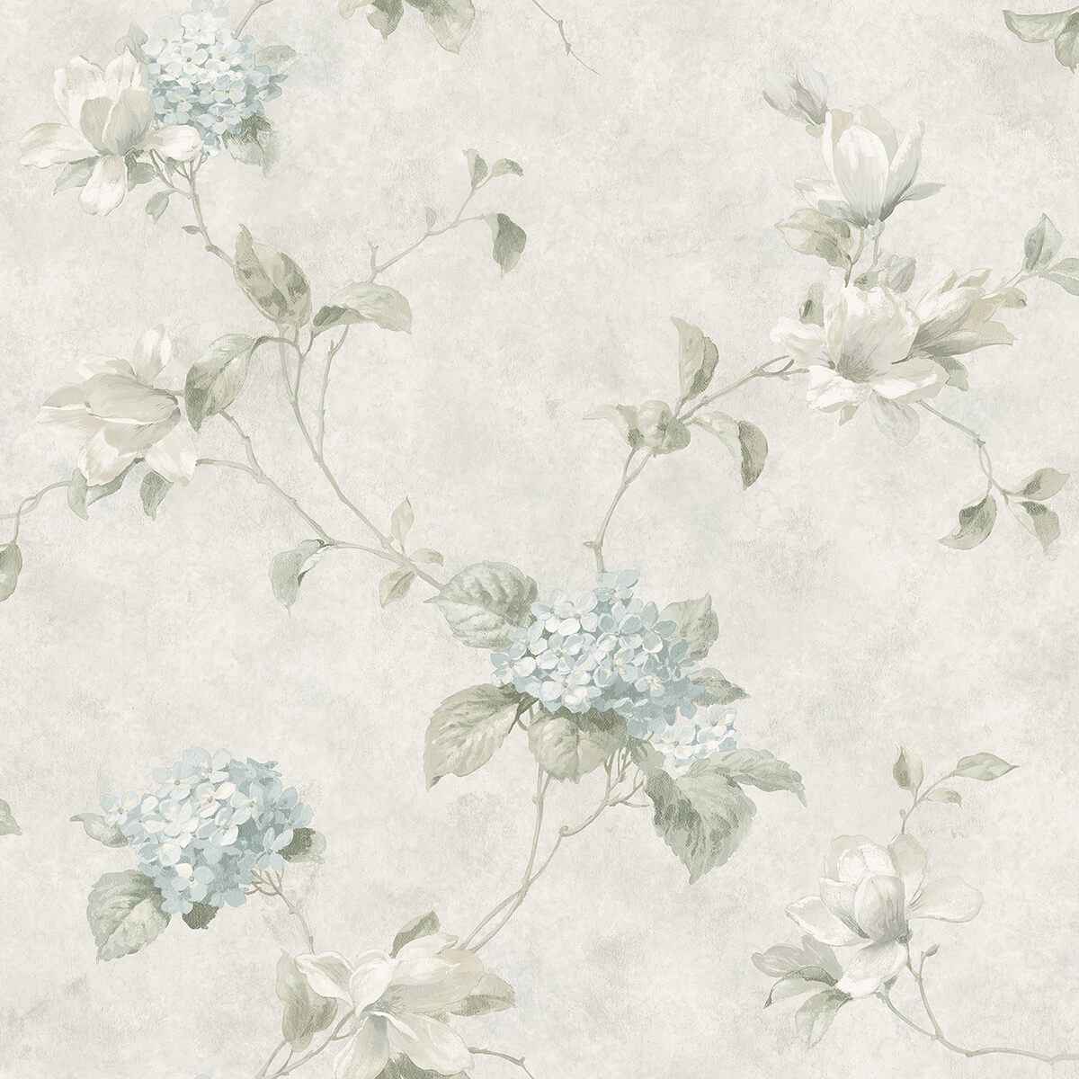 Magnolia Light Blue Hydrangea Trail Wallpaper - York Wallcoverings - 3123-76306 - York Wallcoverings Wallpaper