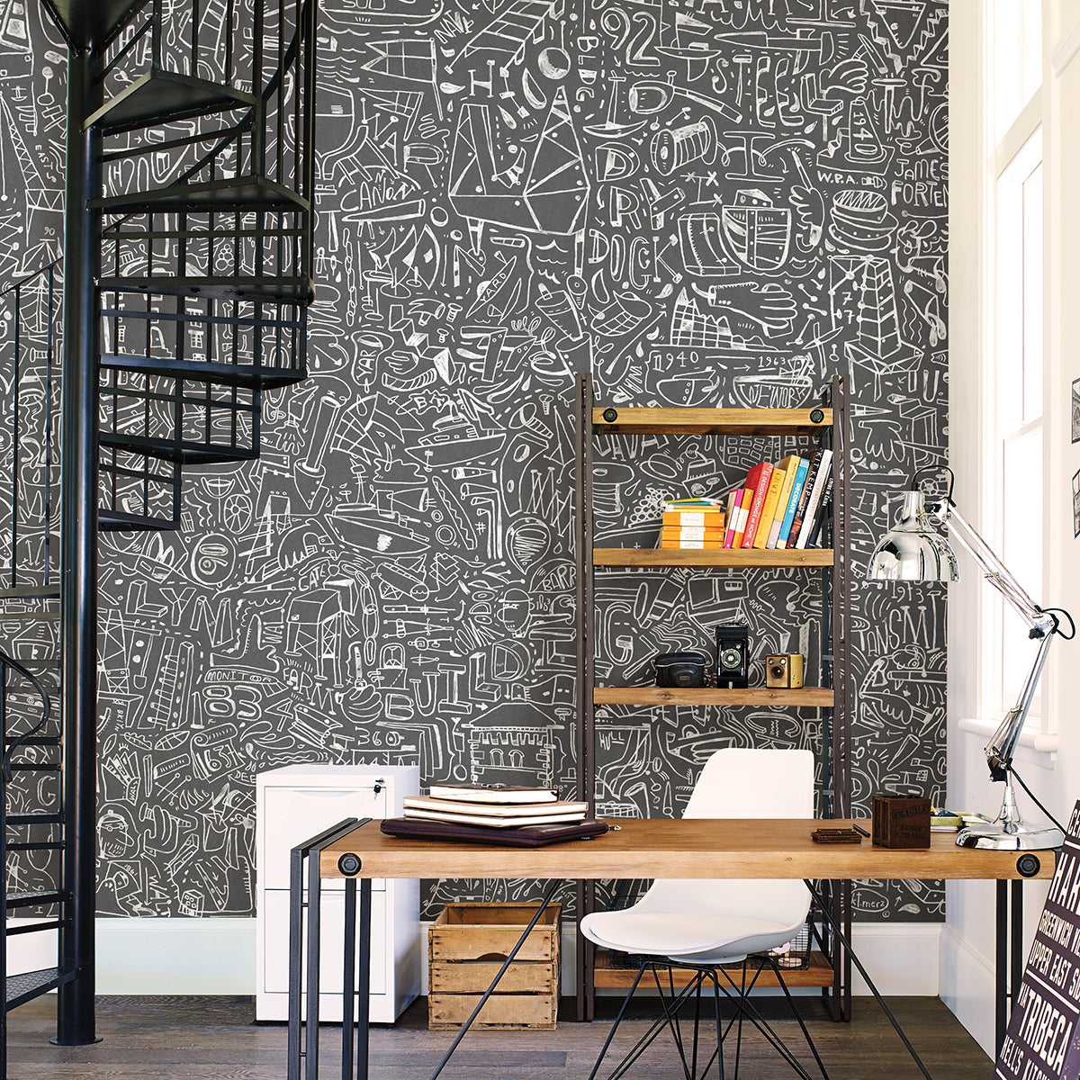 bklyn-navy-yard-grey-wall-mural-york-wallcoverings-astm4129 - York Wallcoverings Wallpaper