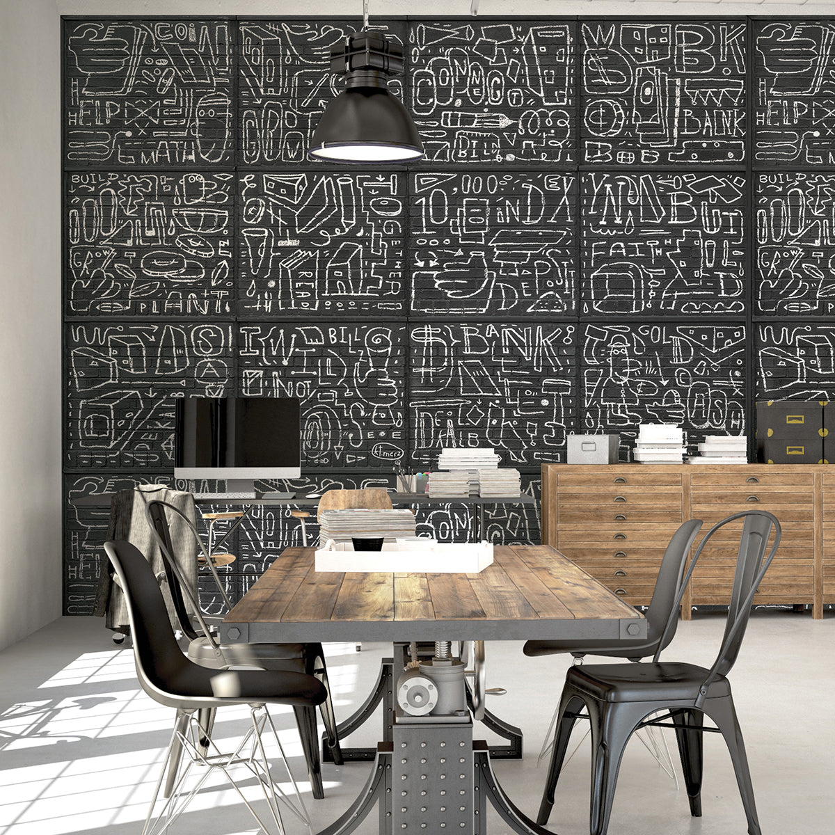 bkyln-bank-multi-panels-black-wall-mural-york-wallcoverings-astm4133 - York Wallcoverings Wallpaper