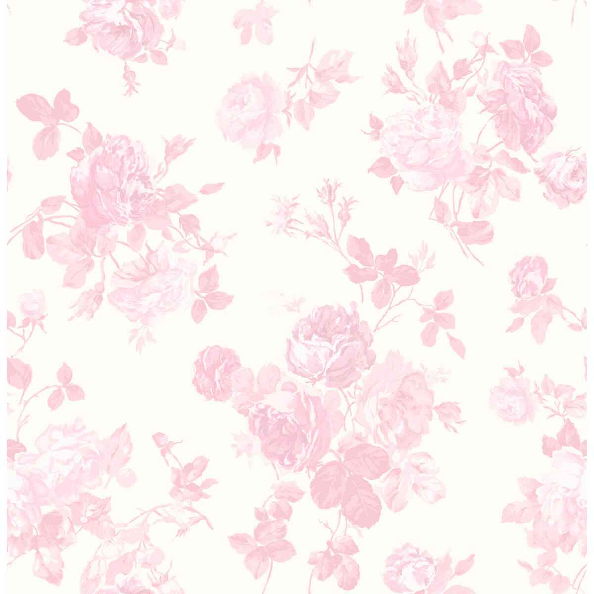 Everblooming Rosettes Pink Jam Cabbage Rose Bouquets Wallpaper - York Wallcoverings - AST4101 - York Wallcoverings Wallpaper