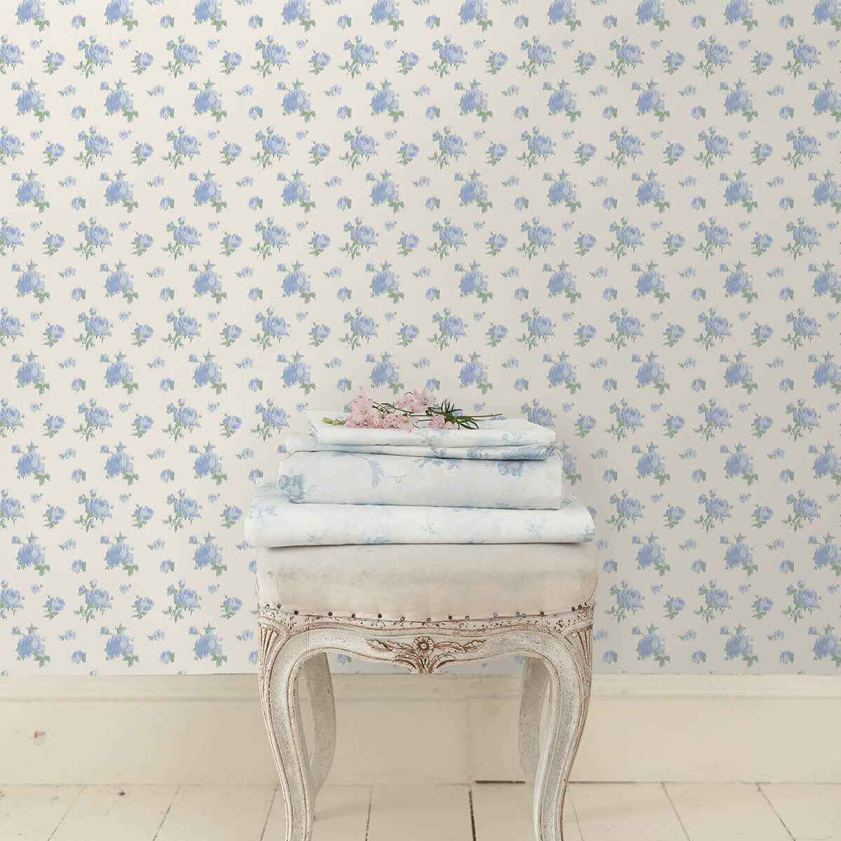 Ikat Rose Blue Small Print Wallpaper - York Wallcoverings - AST4107 - York Wallcoverings Wallpaper