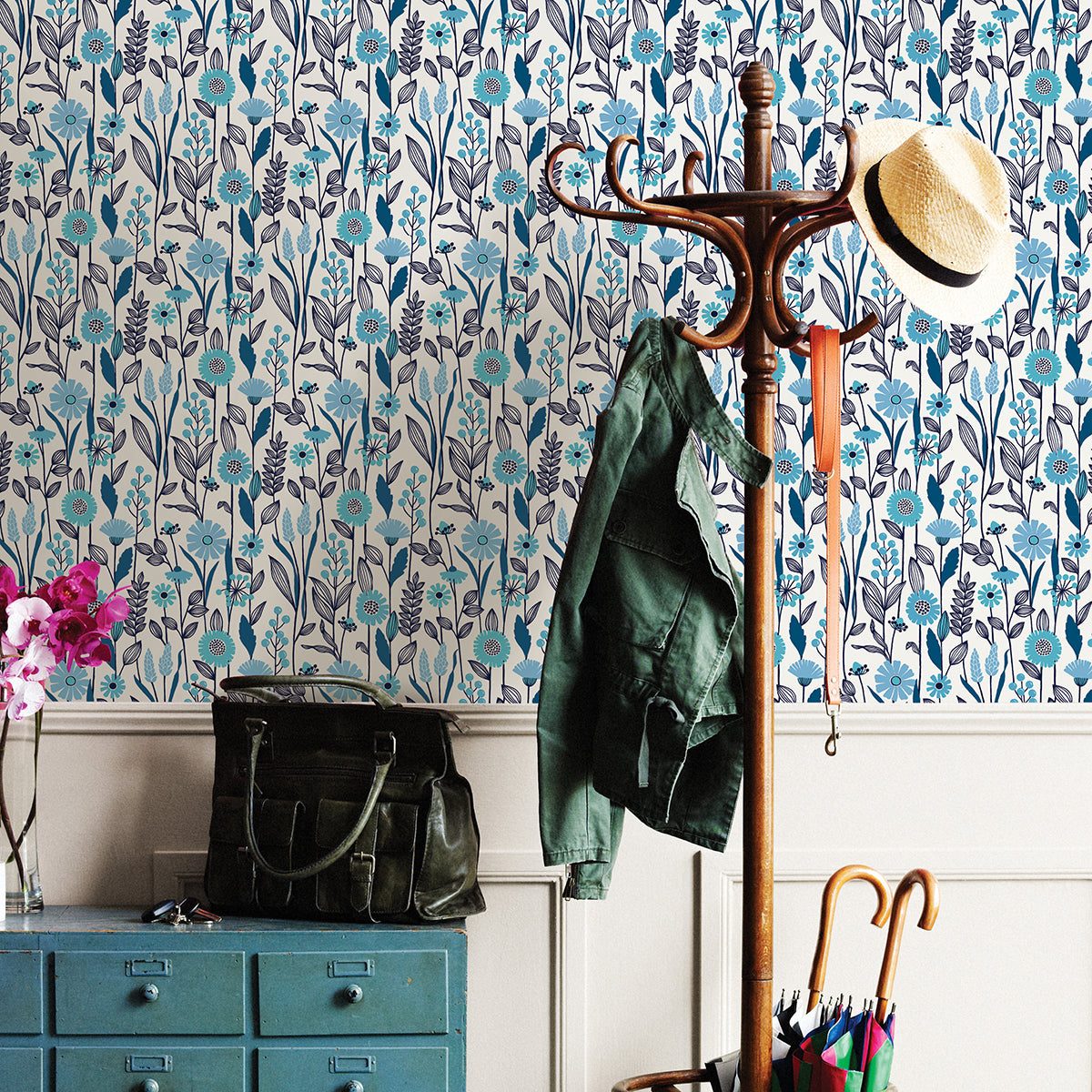blue-jane-peel-and-stick-wallpaper-york-wallcoverings-nus4043 - York Wallcoverings Wallpaper
