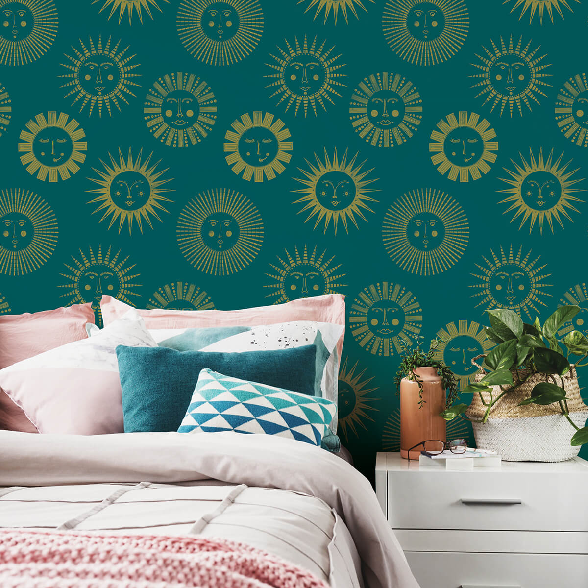 teal-konark-peel-and-stick-wallpaper-york-wallcoverings-nus4001 - York Wallcoverings Wallpaper