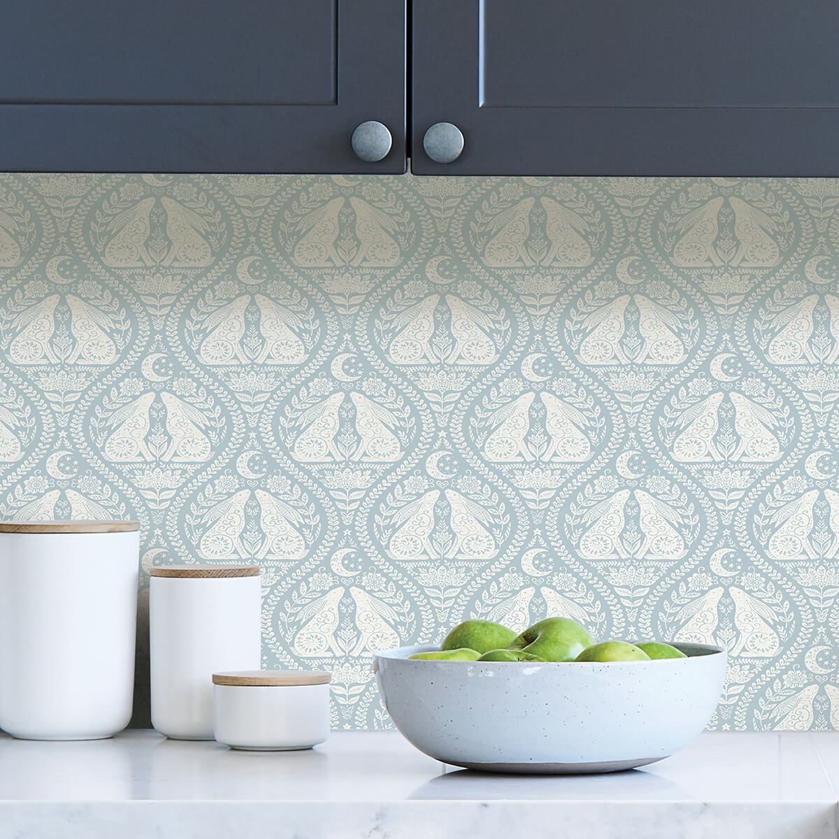 blue-moon-rabbit-peel-and-stick-wallpaper-york-wallcoverings-nus4011 - York Wallcoverings Wallpaper