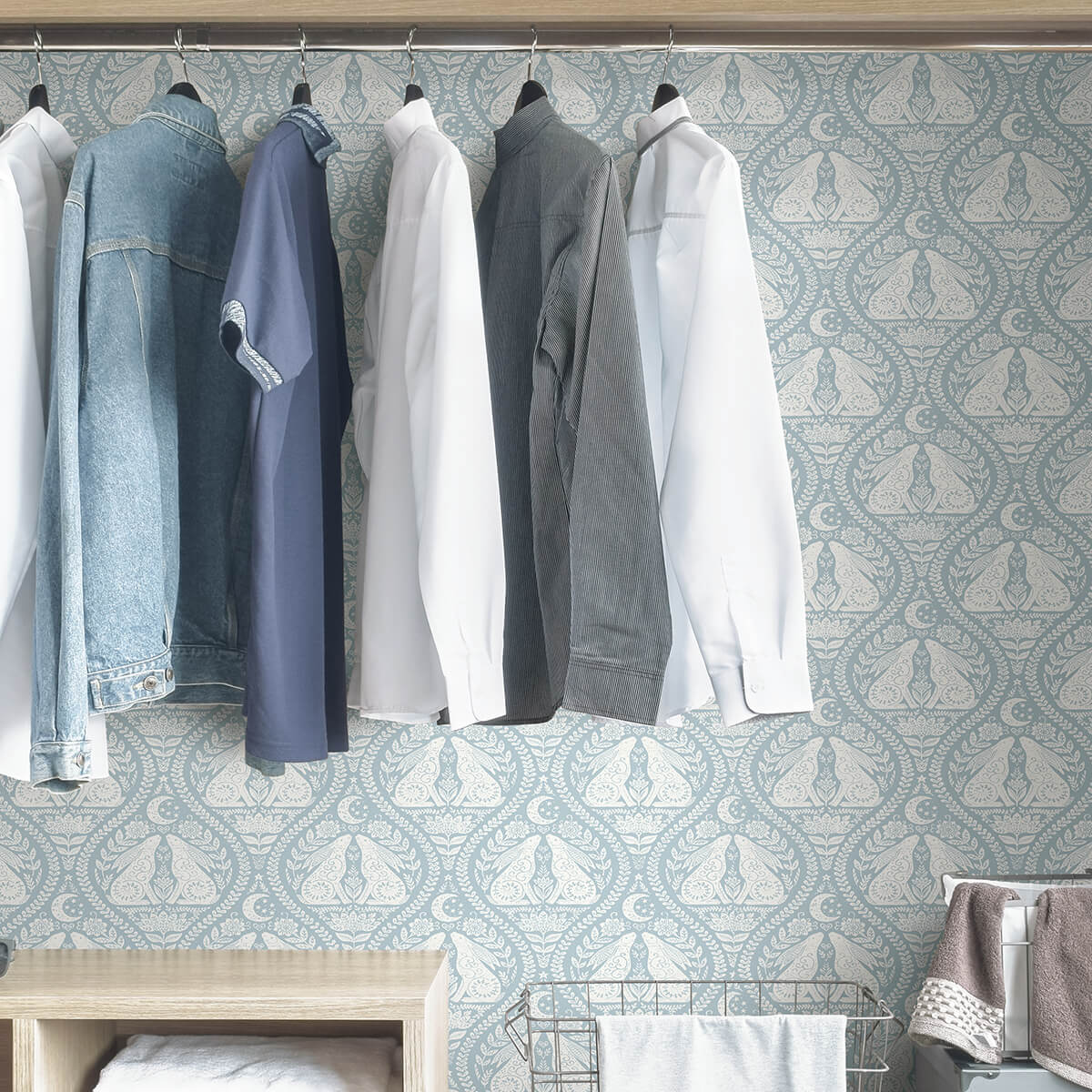 blue-moon-rabbit-peel-and-stick-wallpaper-york-wallcoverings-nus4011 - York Wallcoverings Wallpaper