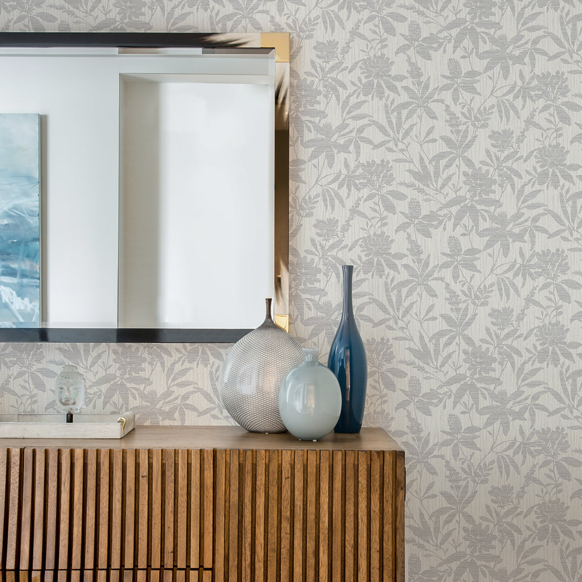 riemann-silver-floral-wallpaper-york-wallcoverings-4025-82530 - York Wallcoverings Wallpaper