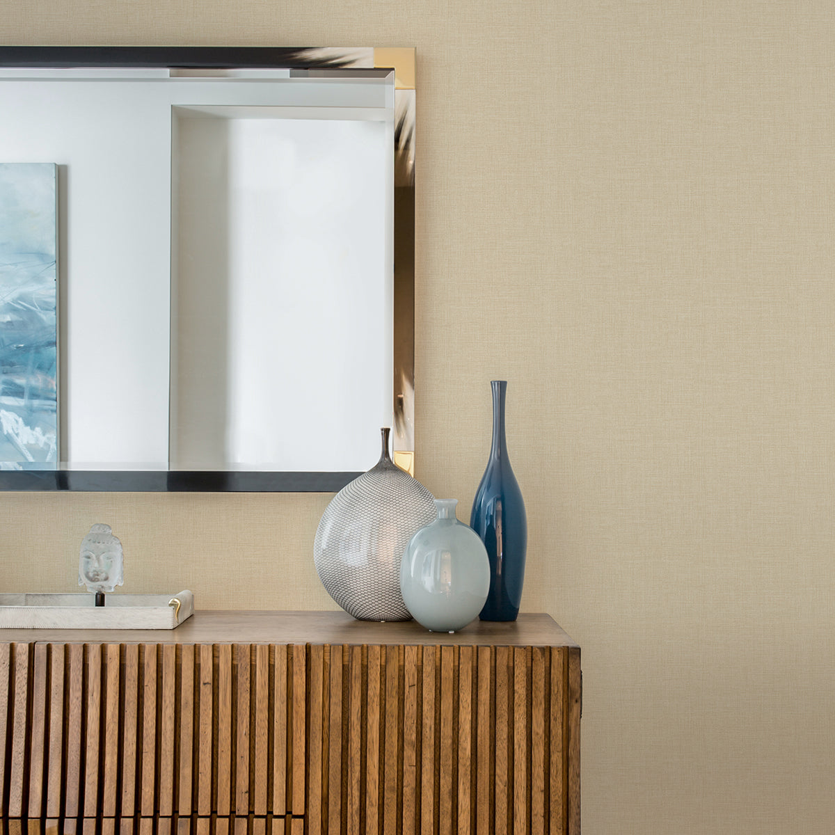 wallis-beige-faux-linen-wallpaper-york-wallcoverings-4025-82540 - York Wallcoverings Wallpaper