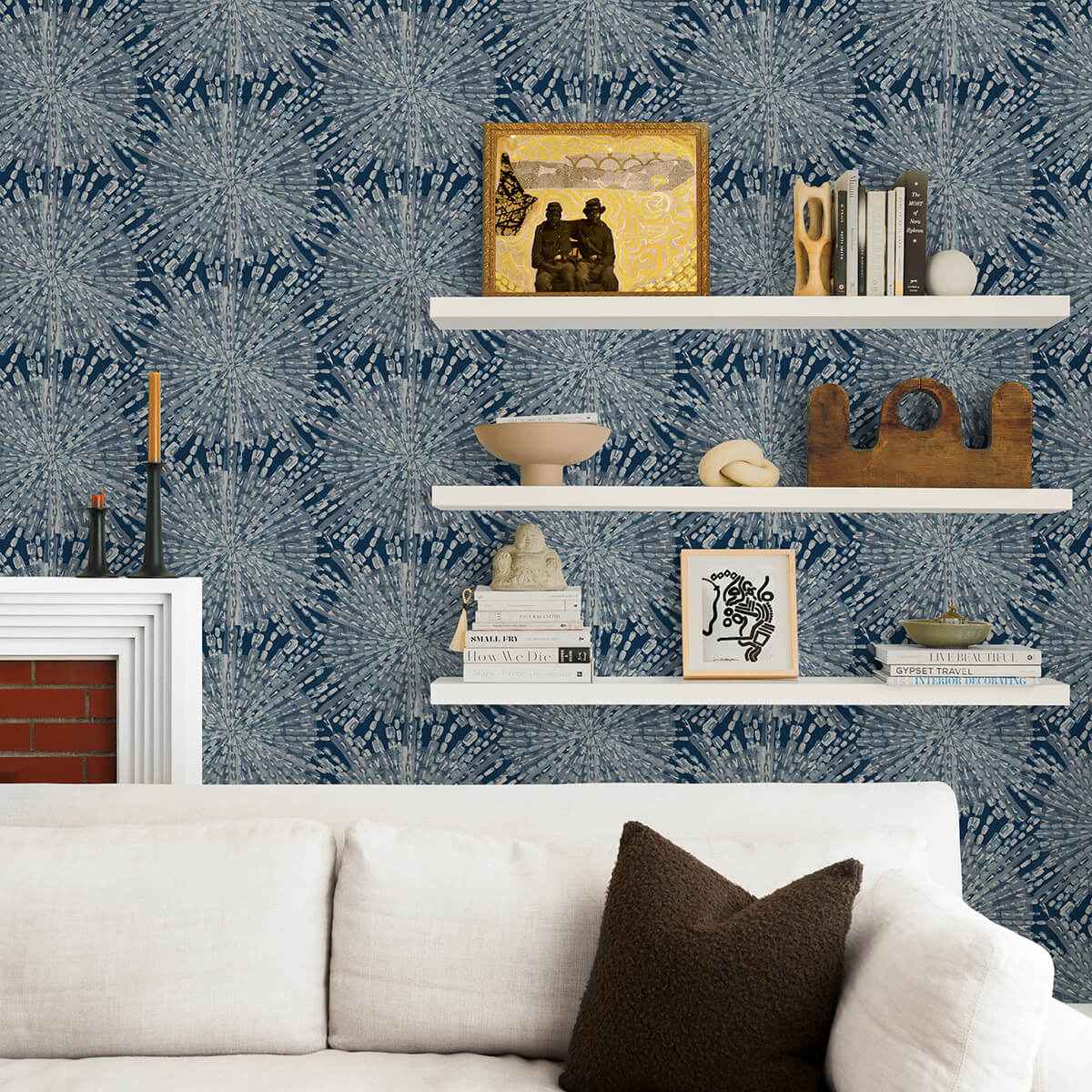 Navy Sunburst Peel & Stick Wallpaper - York Wallcoverings - LLS4116 - York Wallcoverings Wallpaper