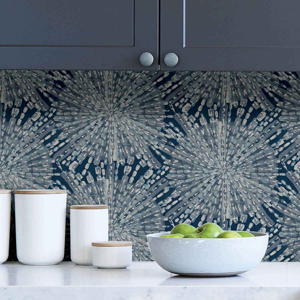 Navy Sunburst Peel & Stick Wallpaper - York Wallcoverings - LLS4116 - York Wallcoverings Wallpaper