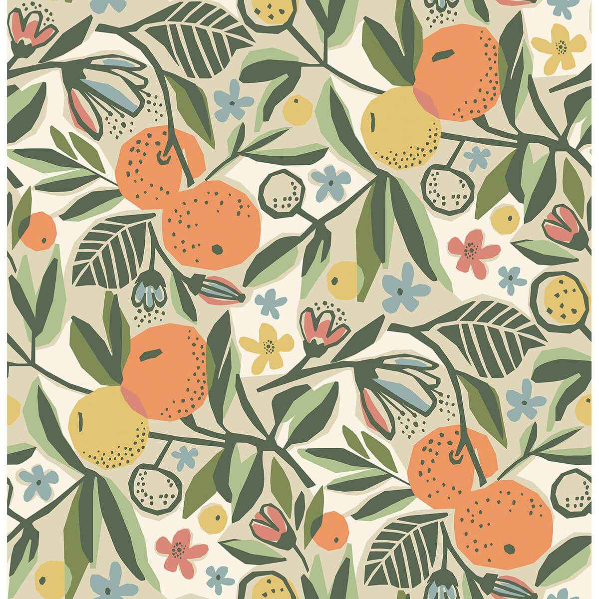 Ochre Clementine Garden Peel and Stick Wallpaper - York Wallcoverings - PLS4200 - York Wallcoverings Wallpaper