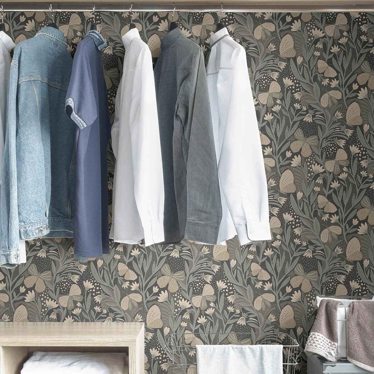 Blue Gray Papillon Flutter Peel & Stick - York Wallcoverings - PLS4203 - York Wallcoverings Wallpaper
