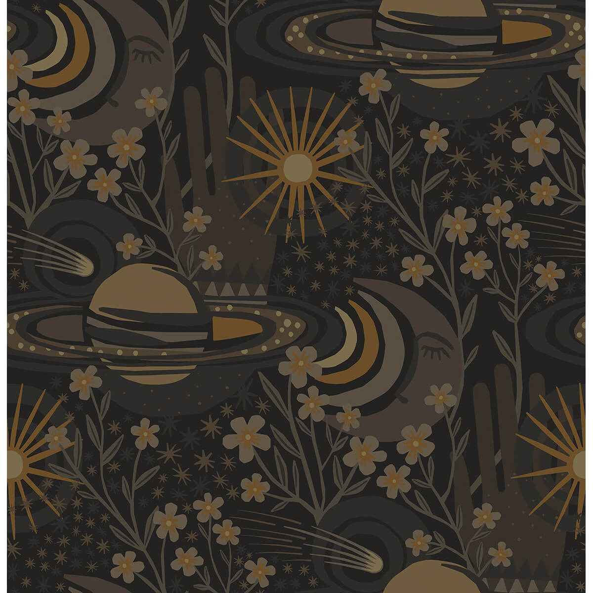 Black Ethereal Cosmos Peel and Stick Wallpaper - York Wallcoverings - PLS4210 - York Wallcoverings Wallpaper