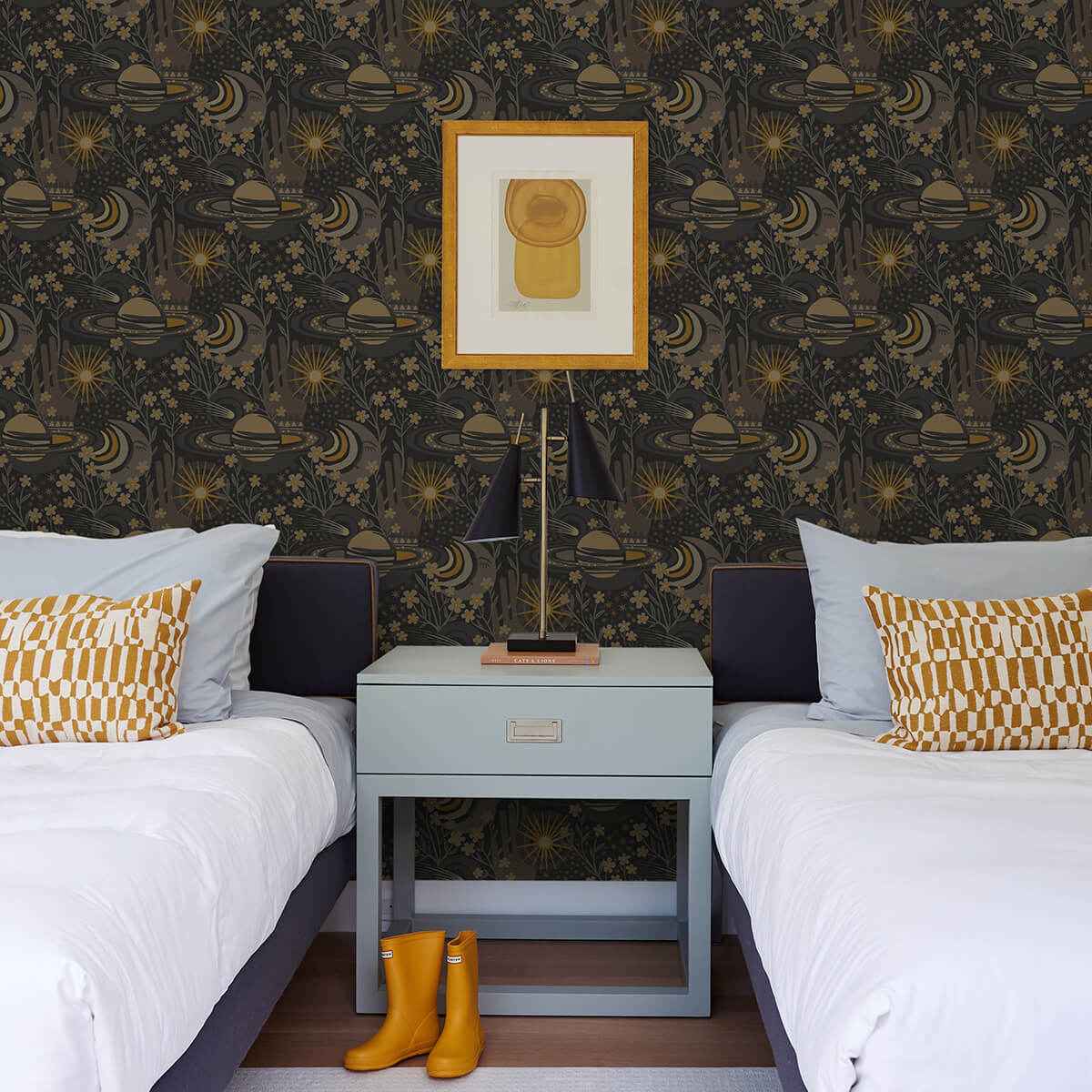 Black Ethereal Cosmos Peel and Stick Wallpaper - York Wallcoverings - PLS4210 - York Wallcoverings Wallpaper