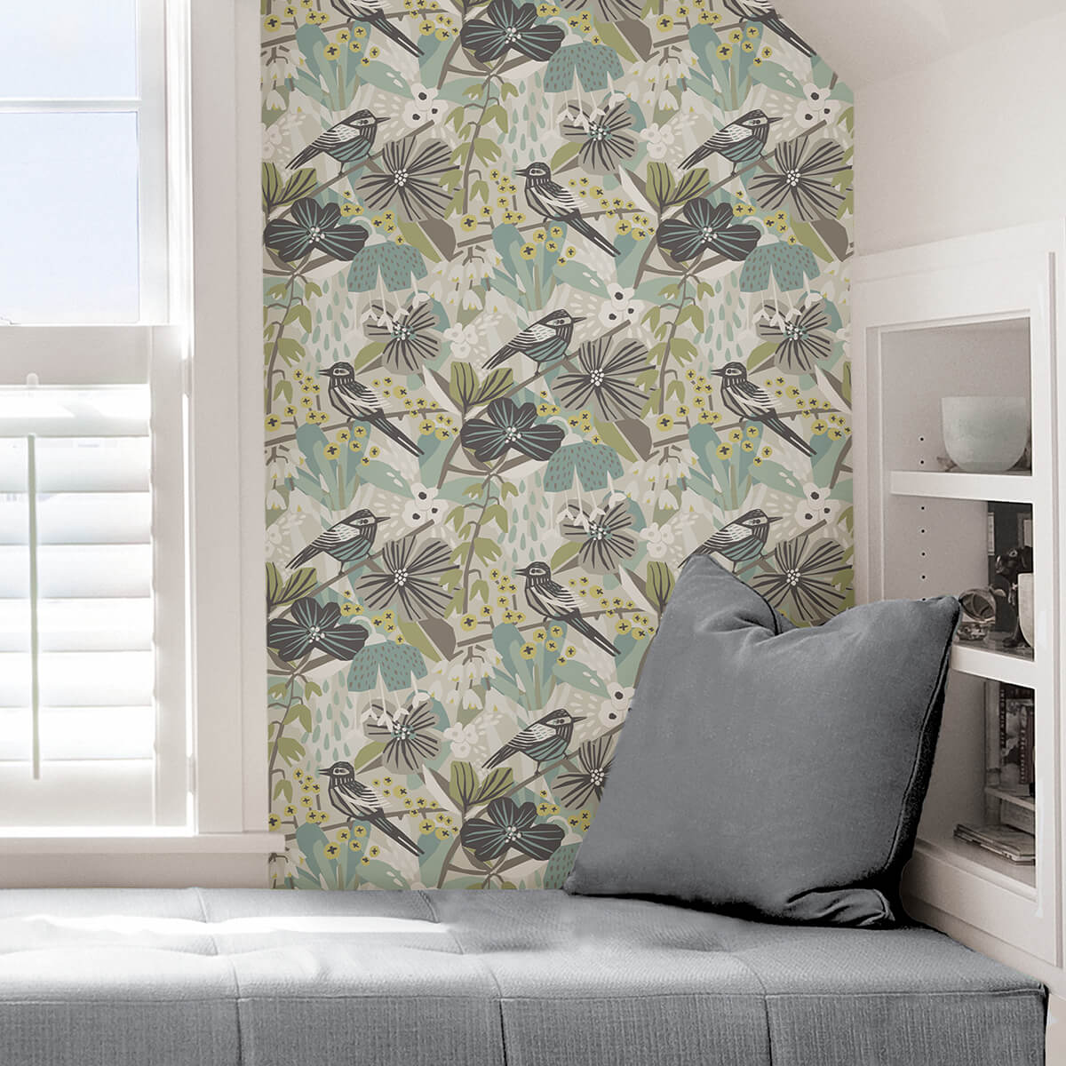 grey-aqua-jaybird-peel-and-stick-wallpaper-york-wallcoverings-pls4215 - York Wallcoverings Wallpaper