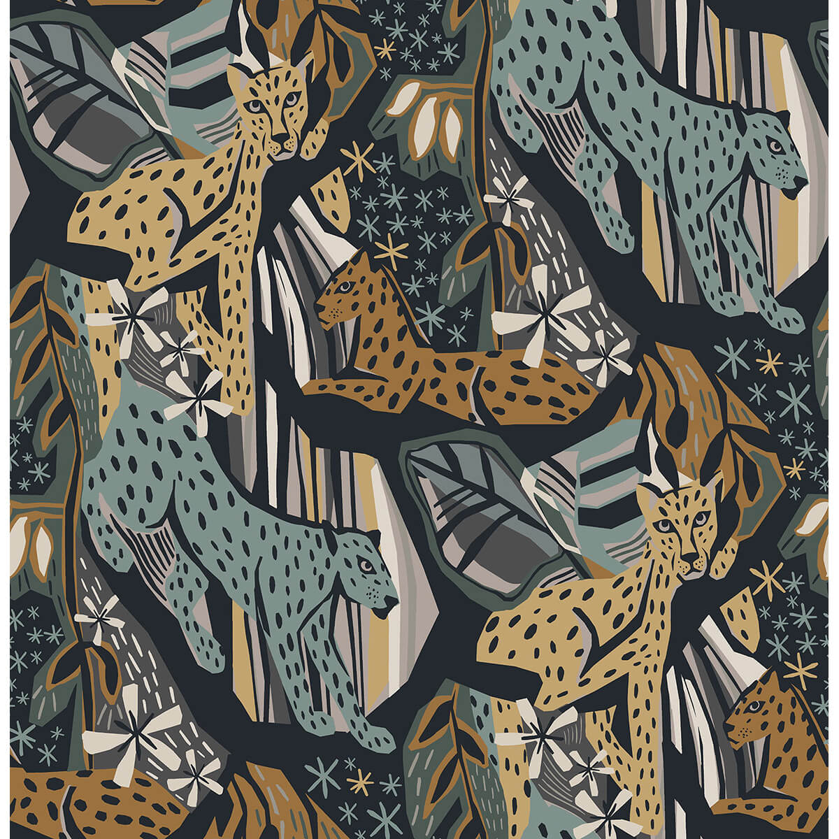navy-gold-cat-nap-peel-and-stick-wallpaper-york-wallcoverings-pls4221 - York Wallcoverings Wallpaper