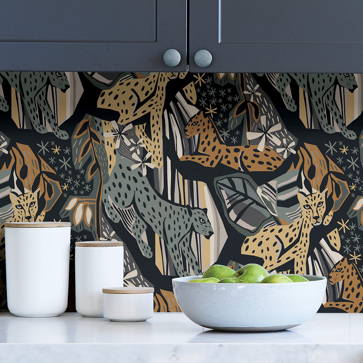 navy-gold-cat-nap-peel-and-stick-wallpaper-york-wallcoverings-pls4221 - York Wallcoverings Wallpaper