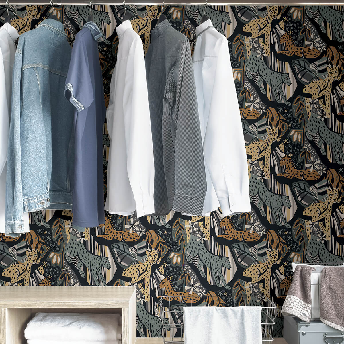 navy-gold-cat-nap-peel-and-stick-wallpaper-york-wallcoverings-pls4221 - York Wallcoverings Wallpaper