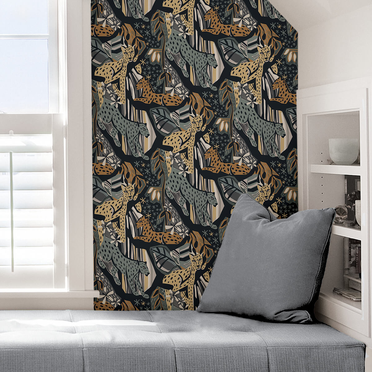 navy-gold-cat-nap-peel-and-stick-wallpaper-york-wallcoverings-pls4221 - York Wallcoverings Wallpaper
