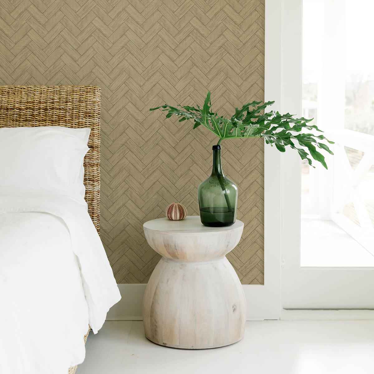 Kaliko Neutral Wood Herringbone Wallpaper - York Wallcoverings - 3122-10105 - York Wallcoverings Wallpaper
