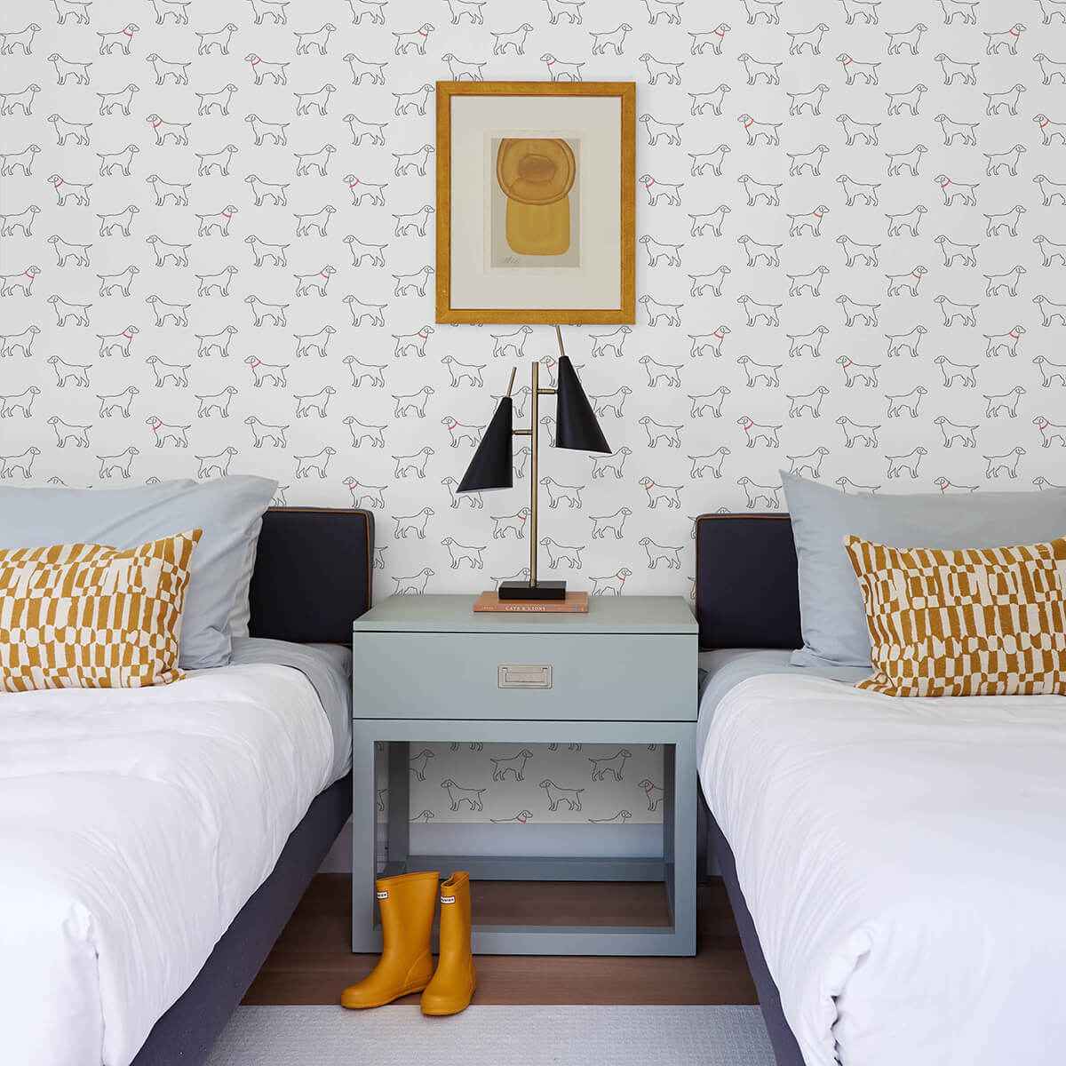 Yoop White Dog Wallpaper - York Wallcoverings - 3122-10400 - York Wallcoverings Wallpaper