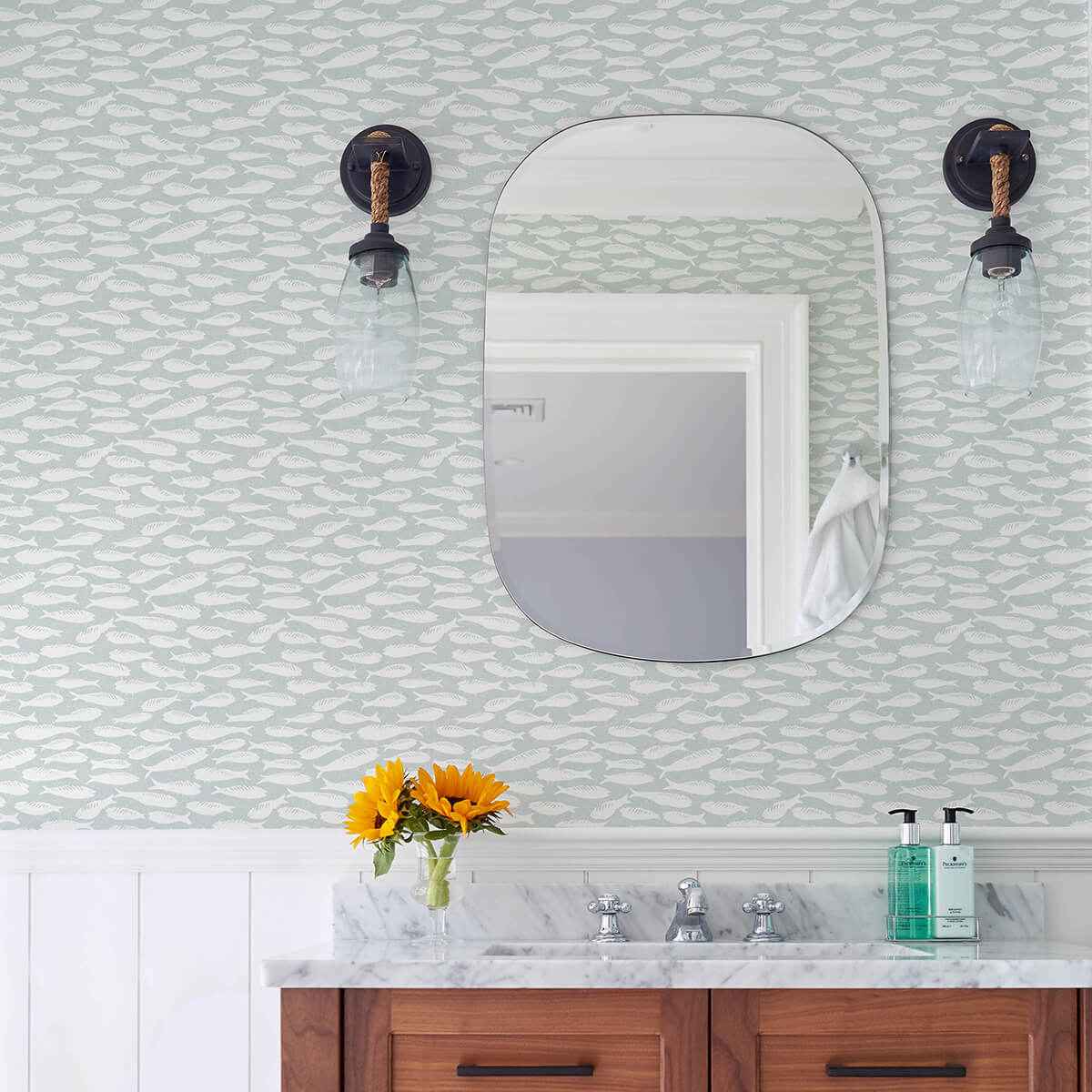 Nunkie Light Blue Sardine Wallpaper - York Wallcoverings - 3122-10502 - York Wallcoverings Wallpaper