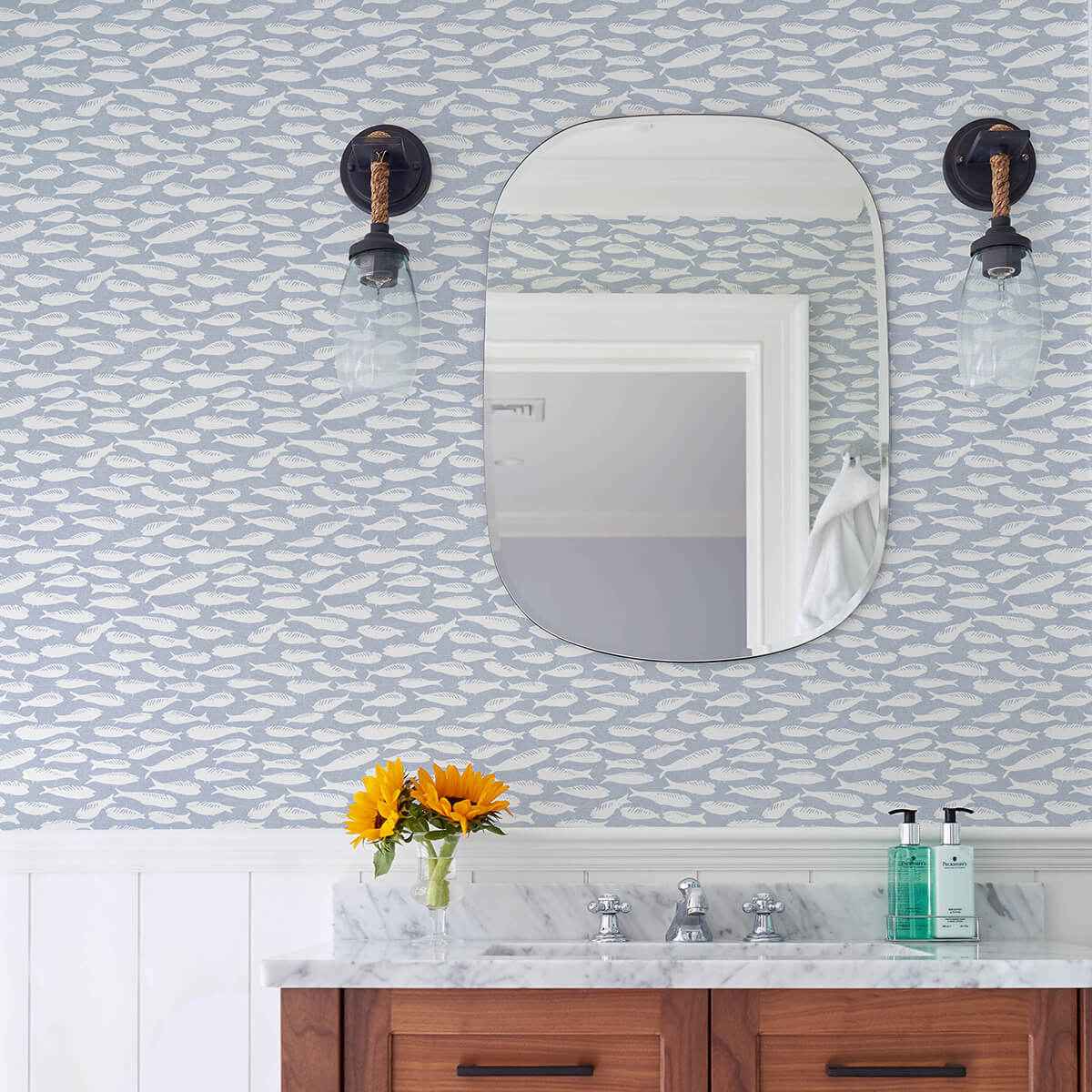 Nunkie Denim Sardine Wallpaper - York Wallcoverings - 3122-10512 - York Wallcoverings Wallpaper