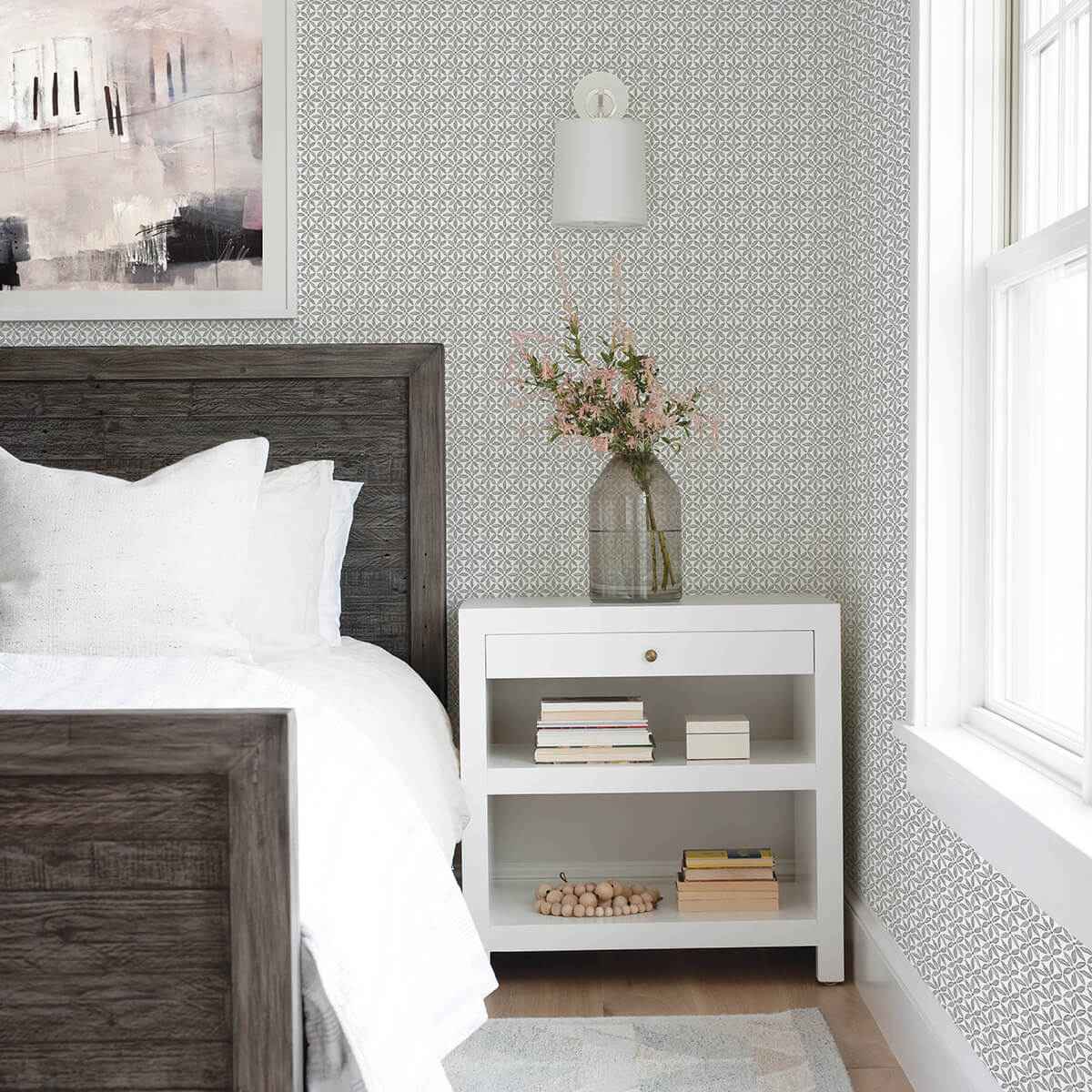 Jellia Charcoal Petal Geometric Wallpaper - York Wallcoverings - 3122-10613 - York Wallcoverings Wallpaper