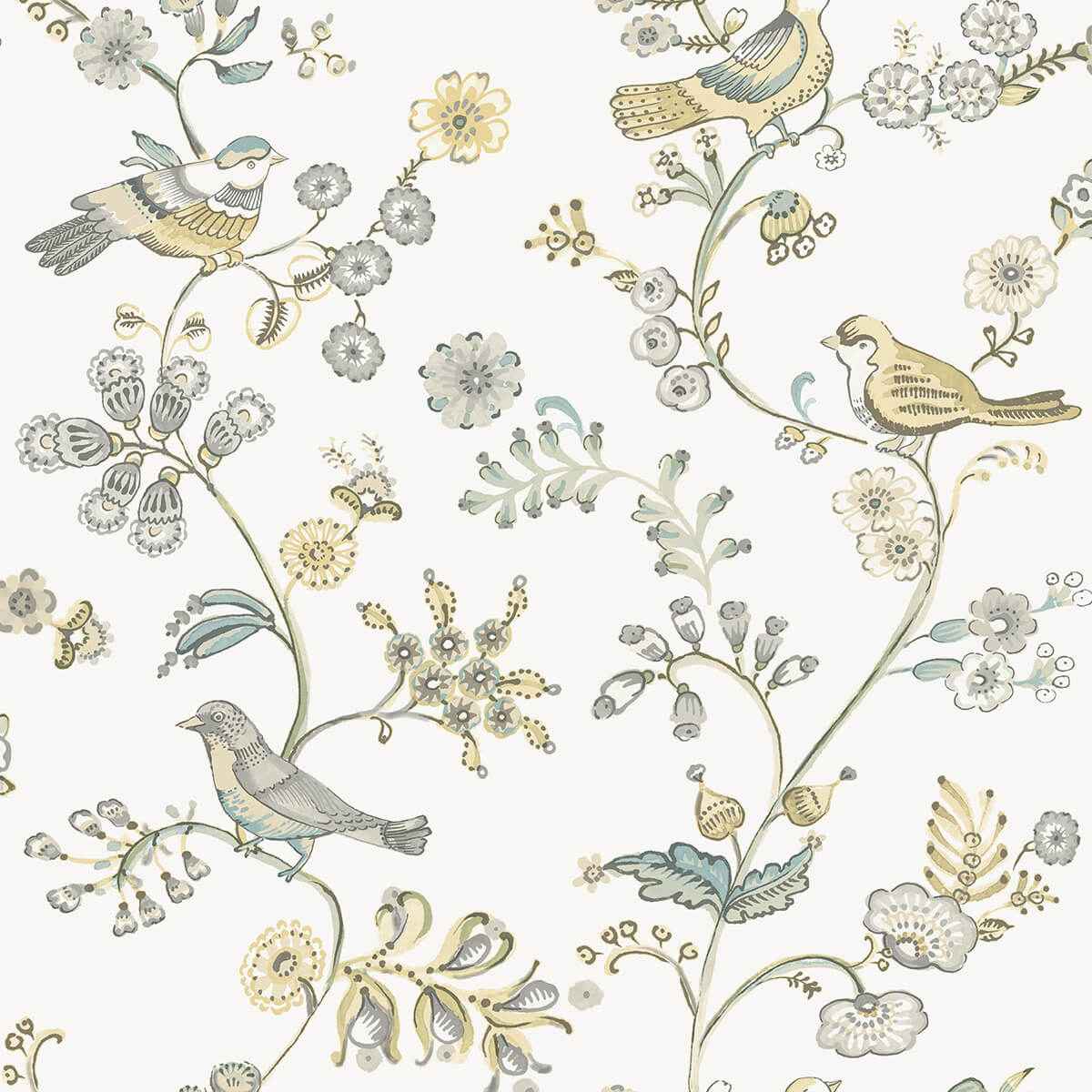 Jinjur Light Yellow Bird Trail Wallpaper - York Wallcoverings - 3122-10800 - York Wallcoverings Wallpaper
