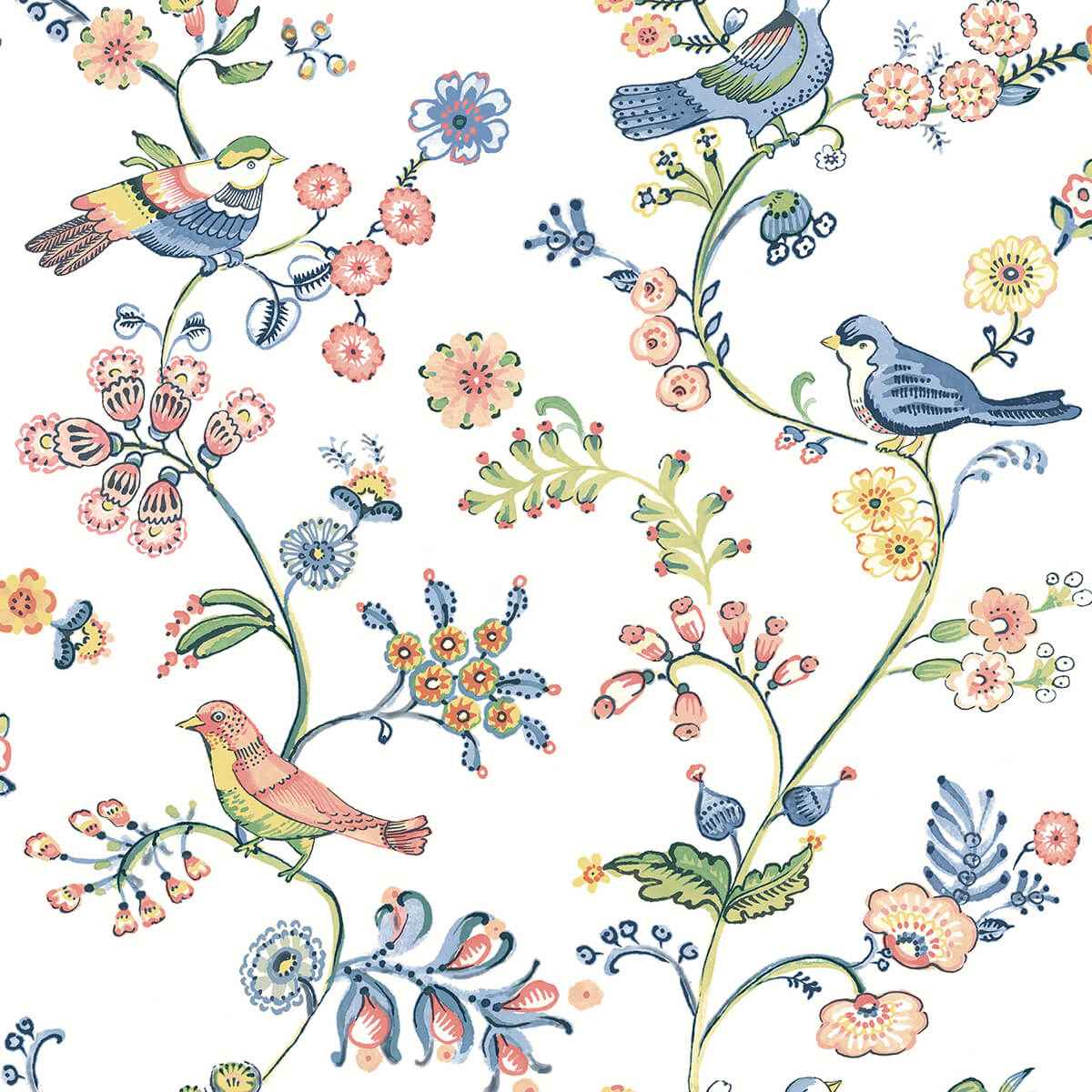 Jinjur Multicolor Bird Trail Wallpaper - York Wallcoverings - 3122-10801 - York Wallcoverings Wallpaper