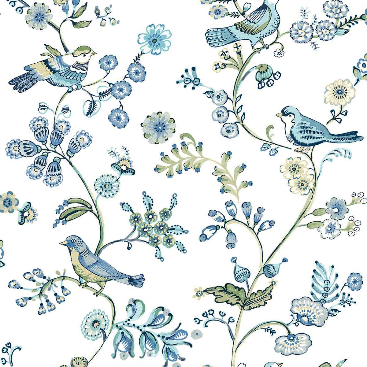 Jinjur Teal Bird Trail Wallpaper - York Wallcoverings - 3122-10802 - York Wallcoverings Wallpaper