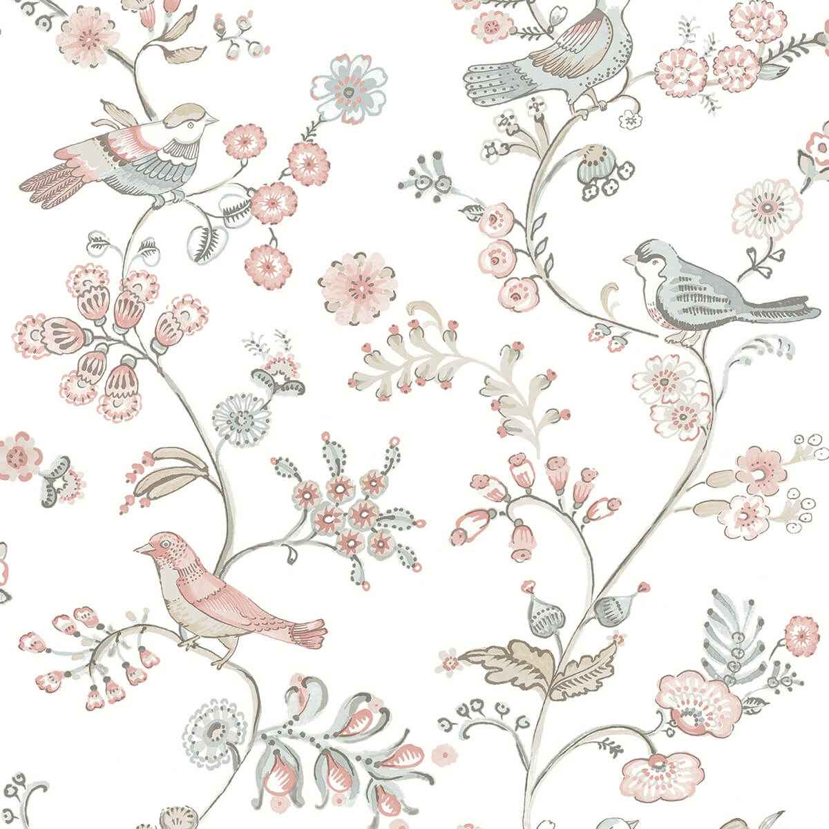 Jinjur Blush Bird Trail Wallpaper - York Wallcoverings - 3122-10805 - York Wallcoverings Wallpaper