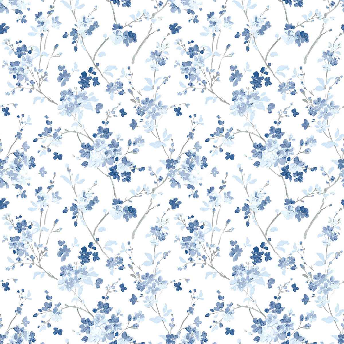 Glinda Navy Floral Trail Wallpaper - York Wallcoverings - 3122-10902 - York Wallcoverings Wallpaper