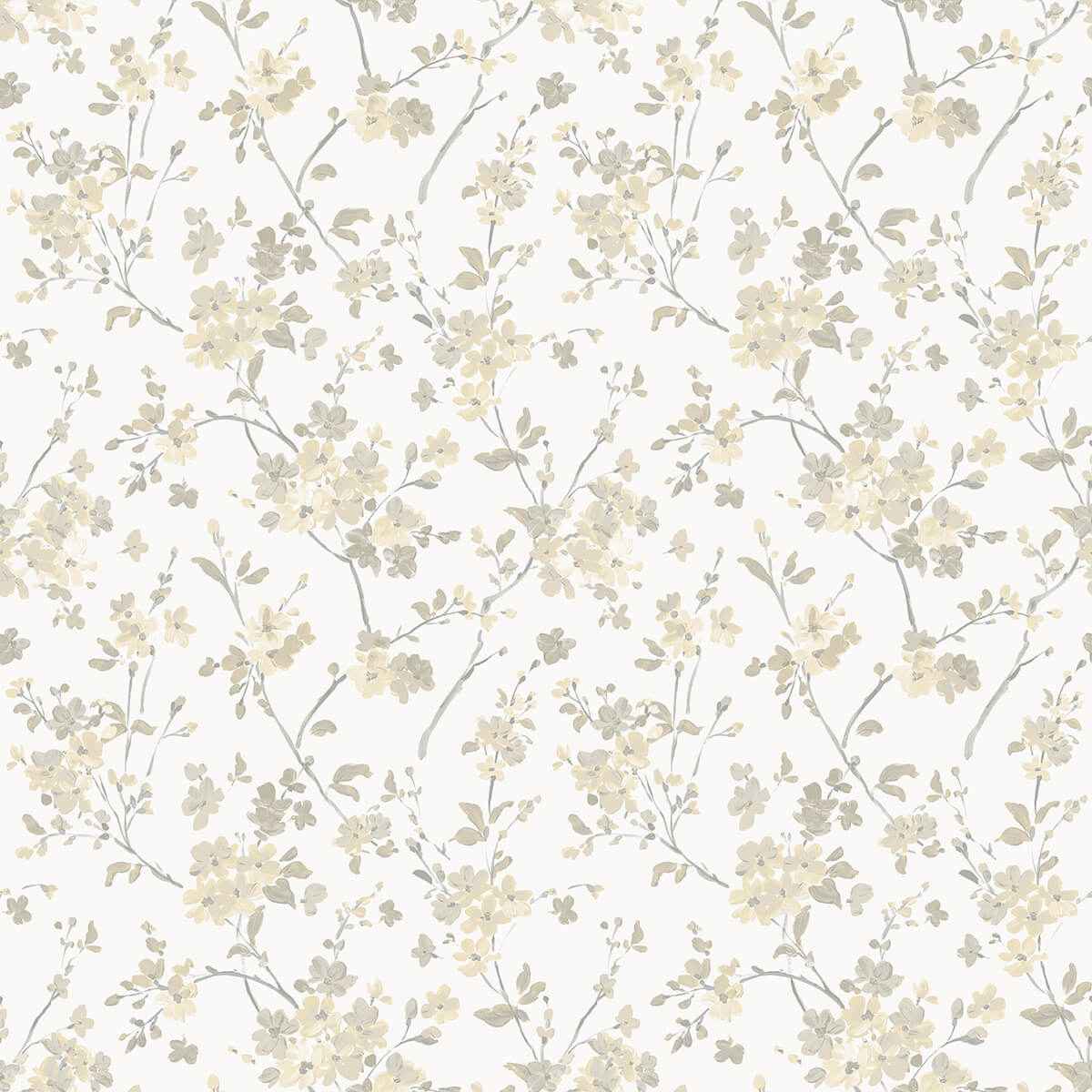 Glinda Light Yellow Floral Trail Wallpaper - York Wallcoverings - 3122-10903