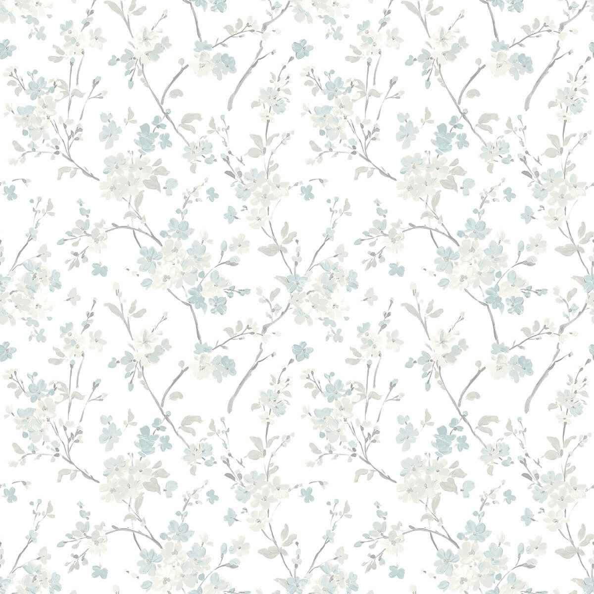 Glinda Aqua Floral Trail Wallpaper - York Wallcoverings - 3122-10910 - York Wallcoverings Wallpaper
