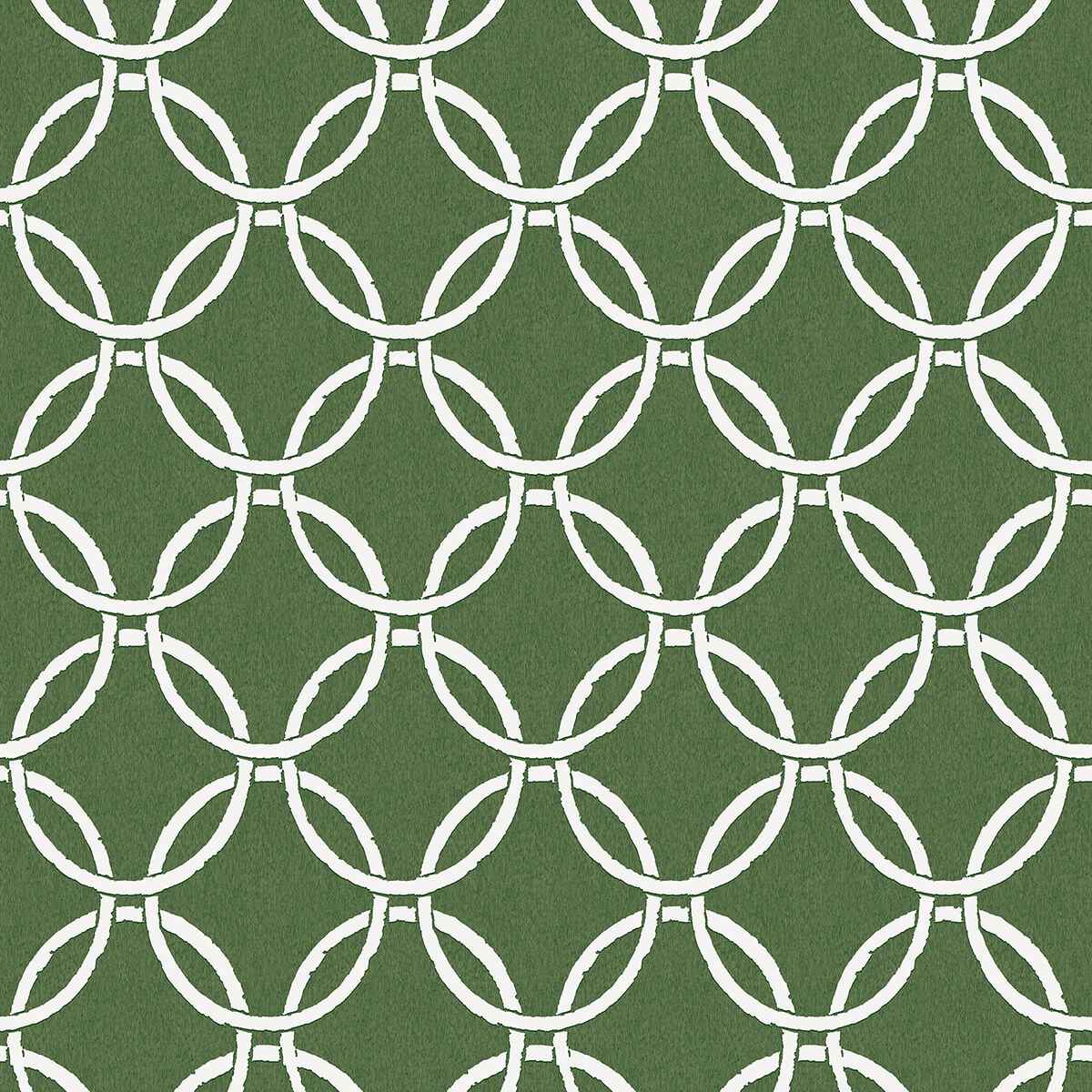 Quelala Green Ring Ogee Wallpaper - York Wallcoverings - 3122-11004