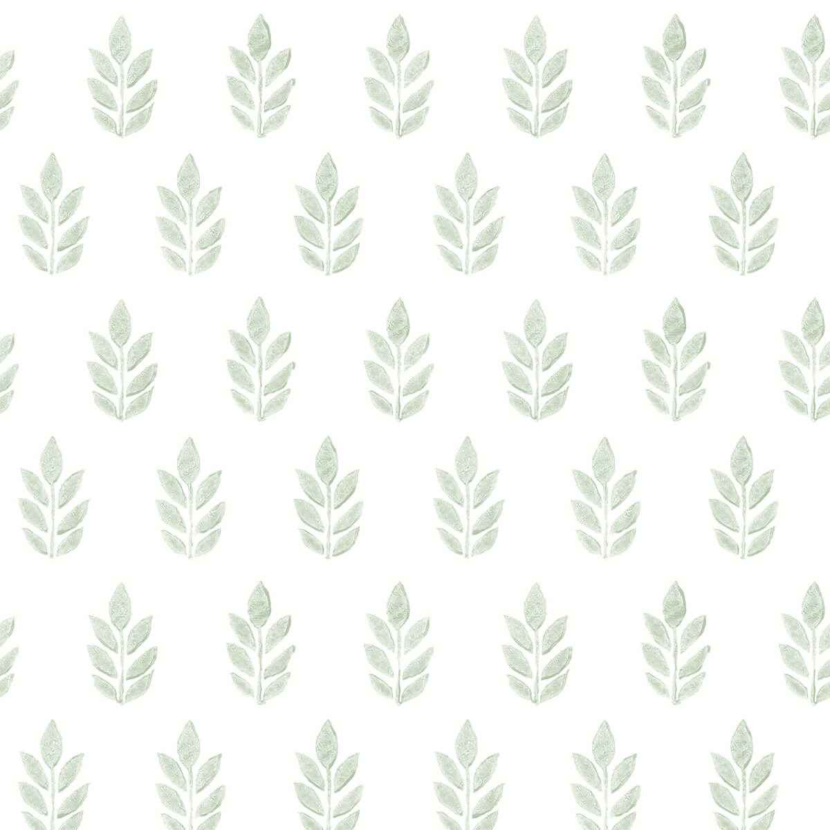 Ervic Green Leaf Block Print Wallpaper - York Wallcoverings - 3122-11304