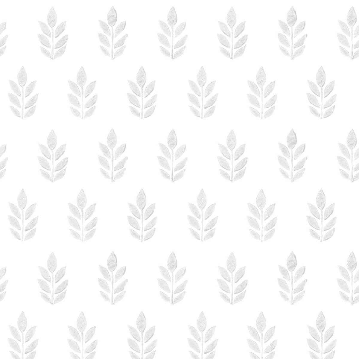 Ervic Light Grey Leaf Block Print Wallpaper - York Wallcoverings - 3122-11310