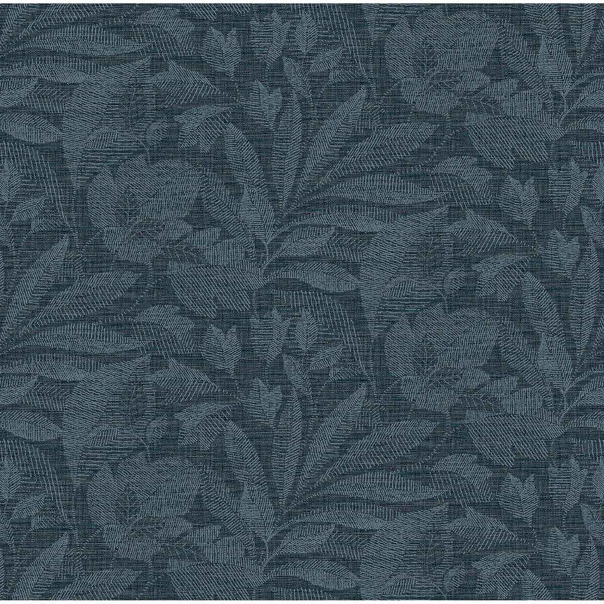 Lei Navy Etched Leaves Wallpaper - York Wallcoverings - 2971-86153 - York Wallcoverings Wallpaper