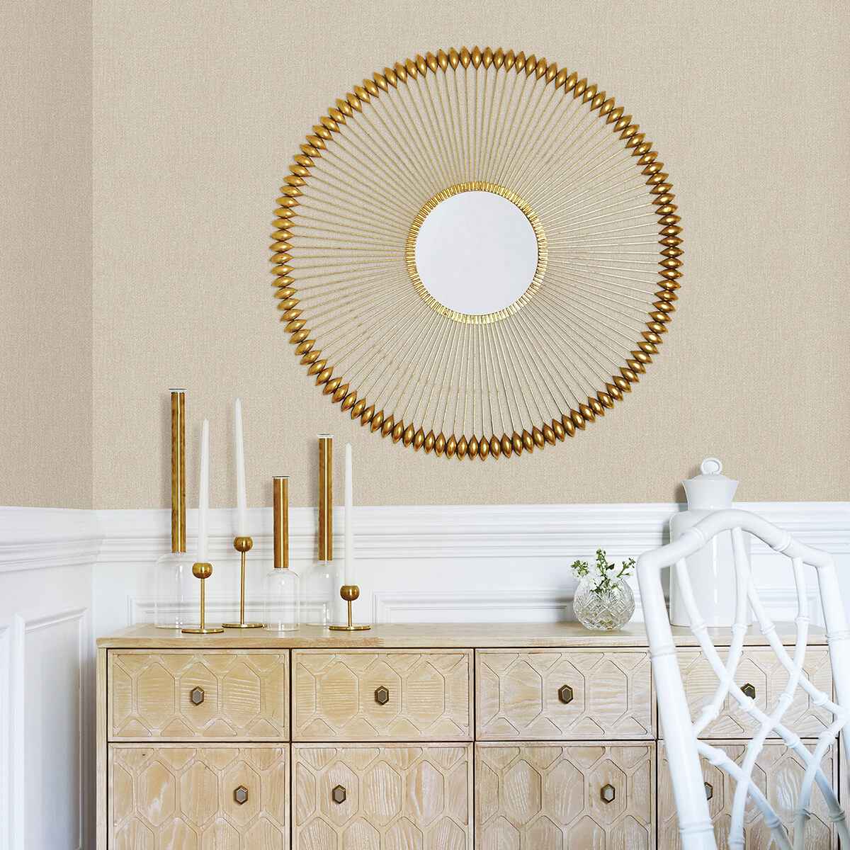 Sydney Beige Faux Linen Wallpaper - York Wallcoverings - 2971-86307 - York Wallcoverings Wallpaper