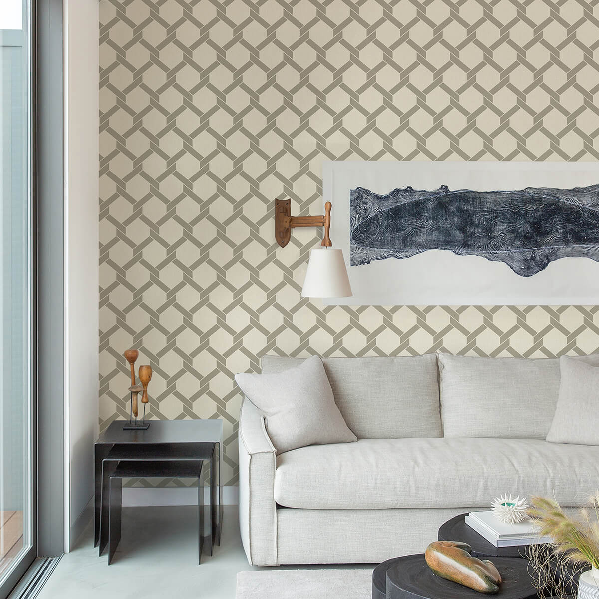 payton-grey-hexagon-trellis-wallpaper-york-wallcoverings-2971-86309 - York Wallcoverings Wallpaper