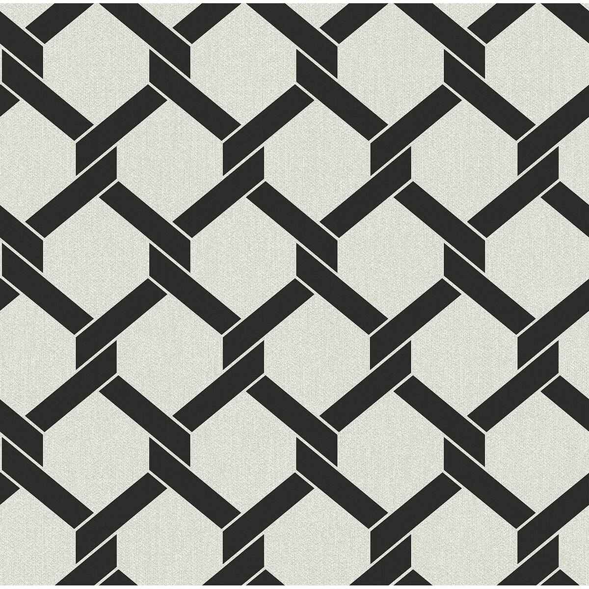 Payton Black Hexagon Trellis Wallpaper - York Wallcoverings - 2971-86310 - York Wallcoverings Wallpaper