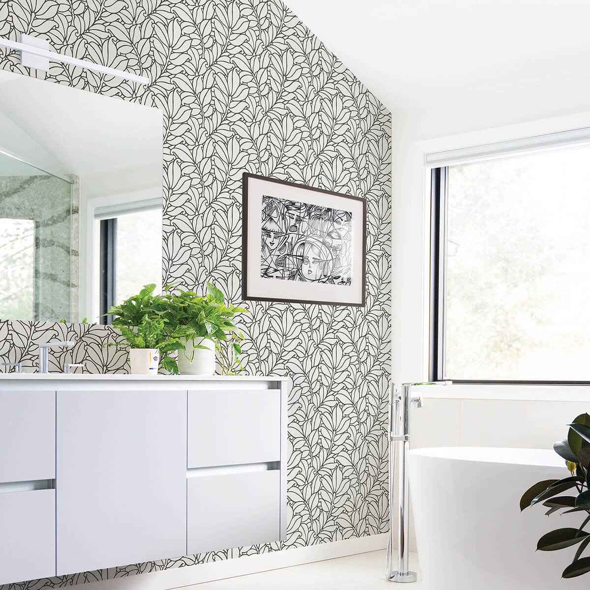 Coraline White Leaf Wallpaper - York Wallcoverings - 2971-86322 - York Wallcoverings Wallpaper